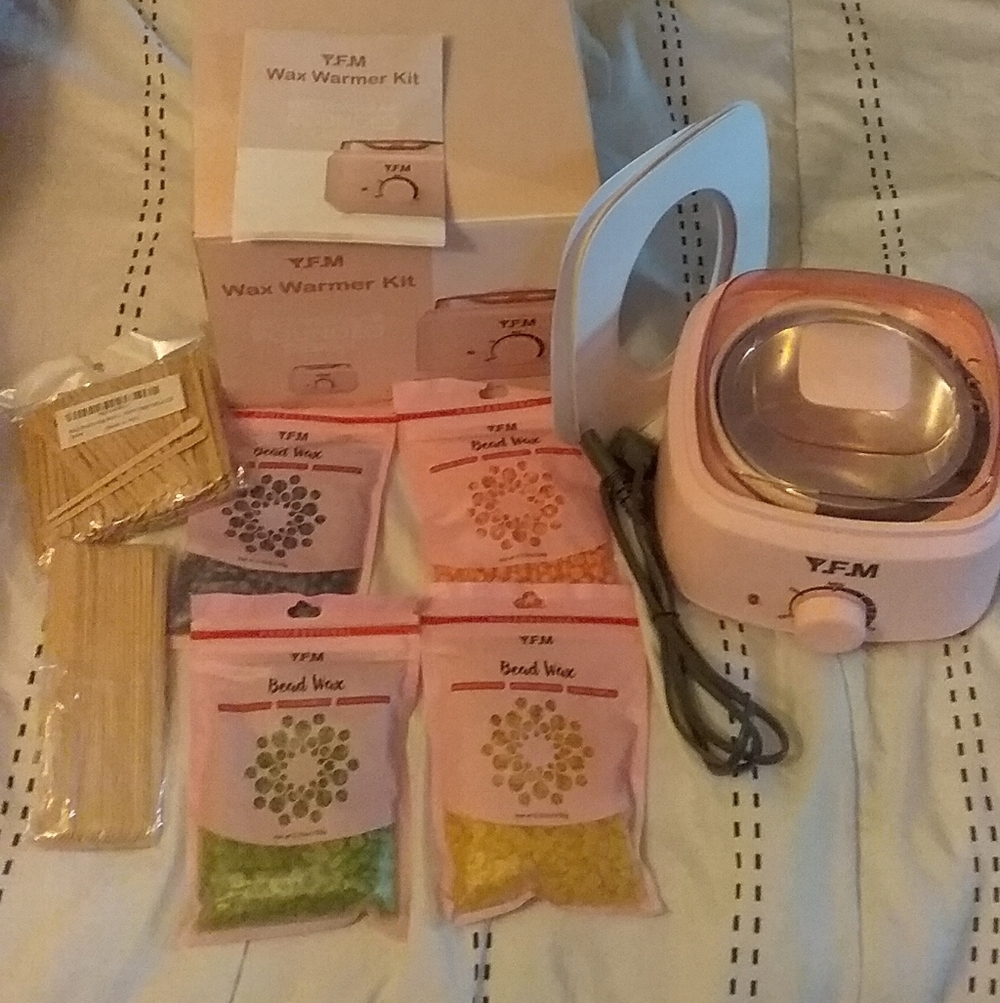 YFM Pink Waxing Kit Wax Warmer Hair Removal Home Wax Kit With Wax Beads Open Box